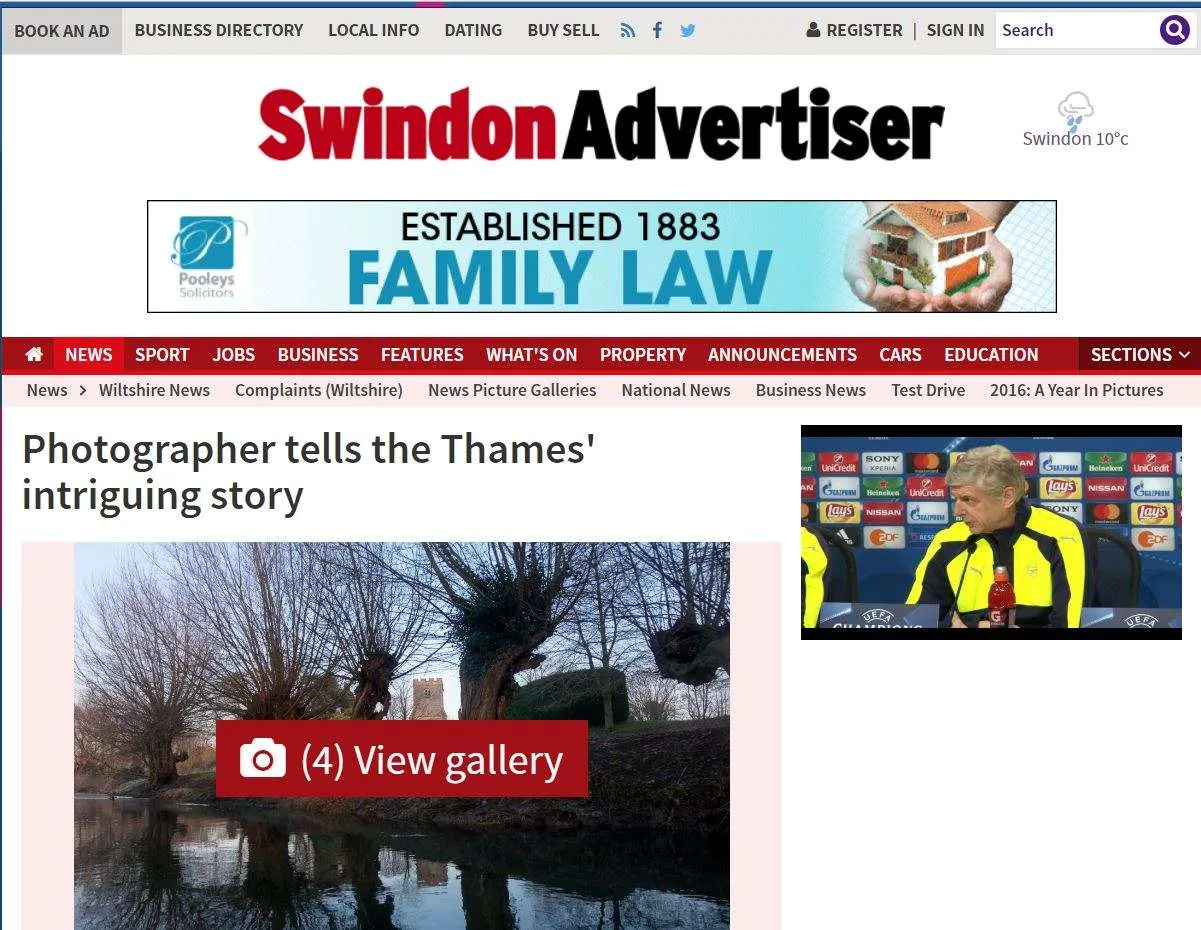 Swindon Advertiser “Photographer tells the Thames’ intriguing story” Swindon Advertiser