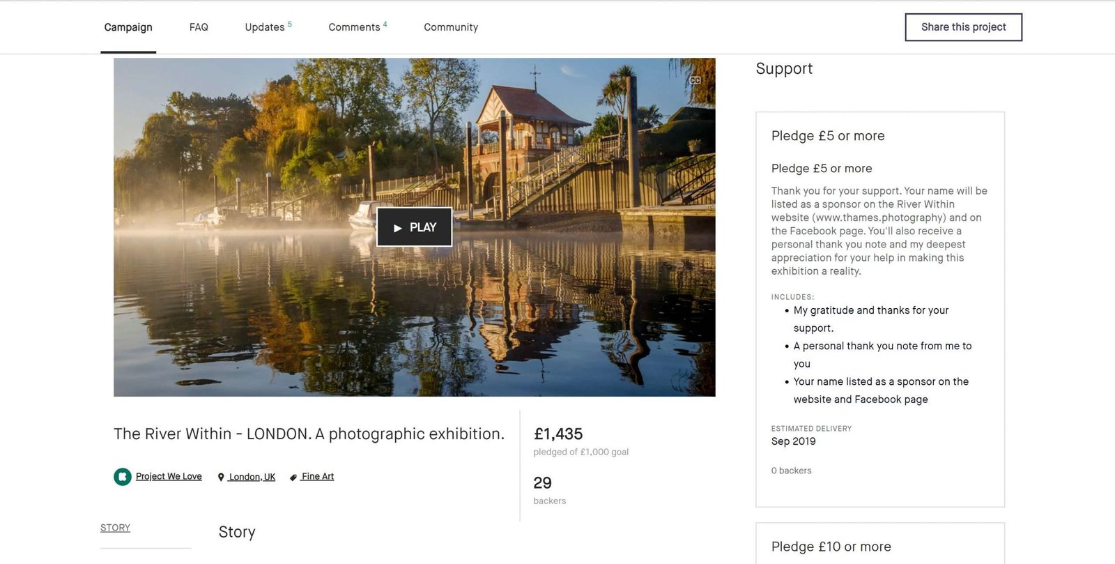 Kickstarter for the River Within - London exhibition