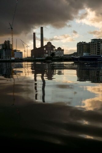 The Lots Road Power Station. Chelsea Creak, River Thames, London. UK.